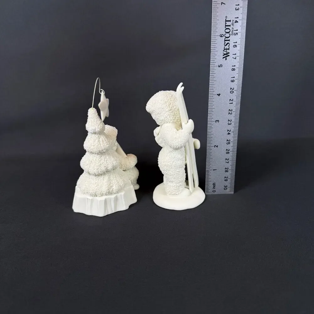 Lot of 2 Department 56 Snowbabies Figurines Skiing Mandolin Guitar Star 4.5